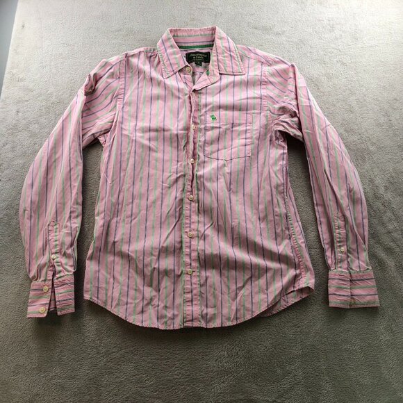 Abercrombie & Fitch Men's Shirt Medium Striped Pink Long Sleeve Button Up - Picture 9 of 10